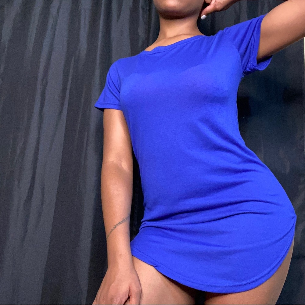 Royal blue cotton mini dress